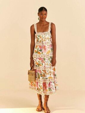 FARM Rio Off White Macaw Bloom Maxi Dress